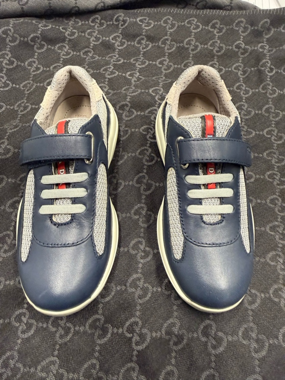 Prada Navy, Gray and Red Kids Sneakers